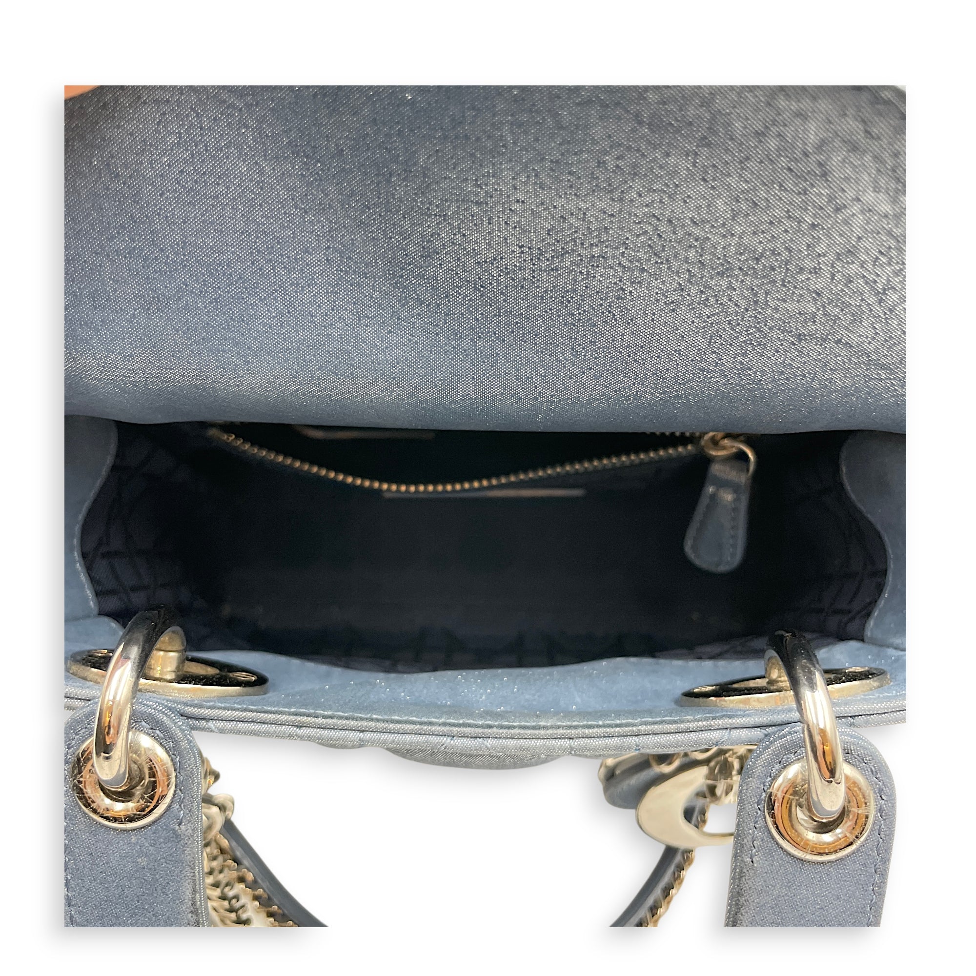 Lady Dior Mini Blue Crossbody Bag in Lambskin Silver hardware CL2602-19521 5