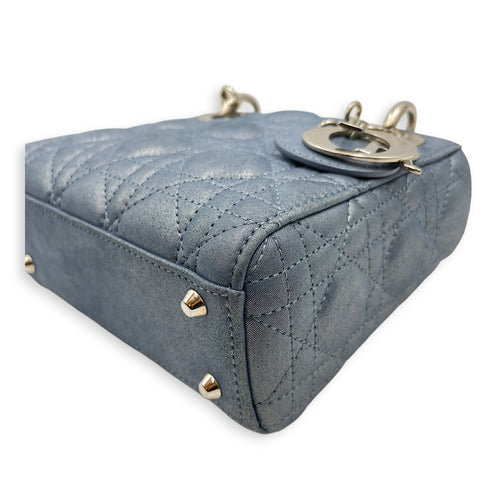 Lady Dior Mini Blue Crossbody Bag in Lambskin Silver hardware CL2602-19521 6
