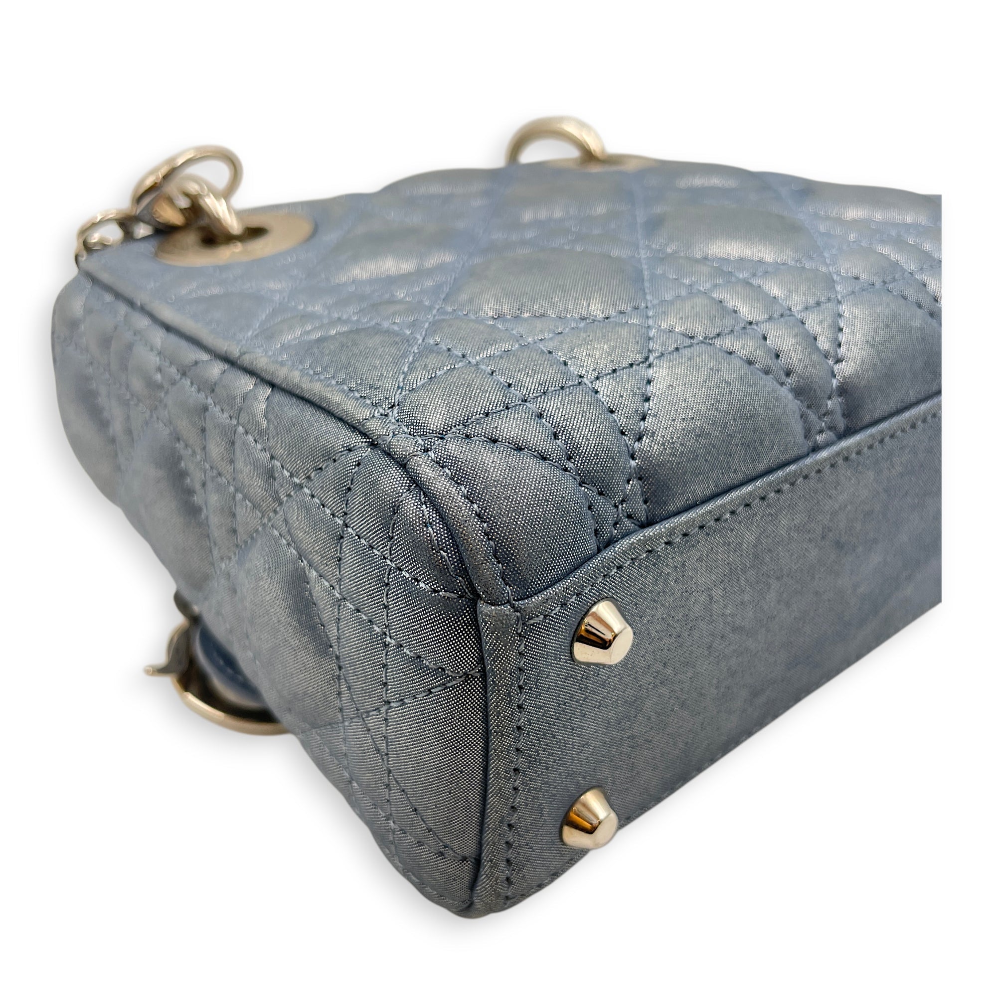 Lady Dior Mini Blue Crossbody Bag in Lambskin Silver hardware CL2602-19521 7