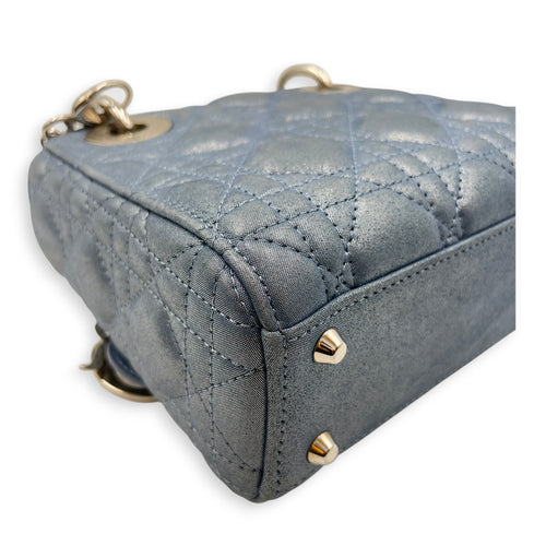 Lady Dior Mini Blue Crossbody Bag in Lambskin Silver hardware CL2602-19521 7