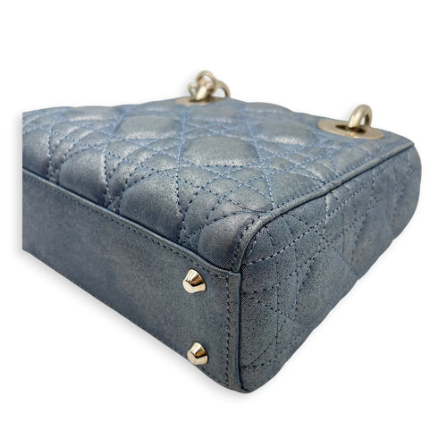 Lady Dior Mini Blue Crossbody Bag in Lambskin Silver hardware CL2602-19521 8