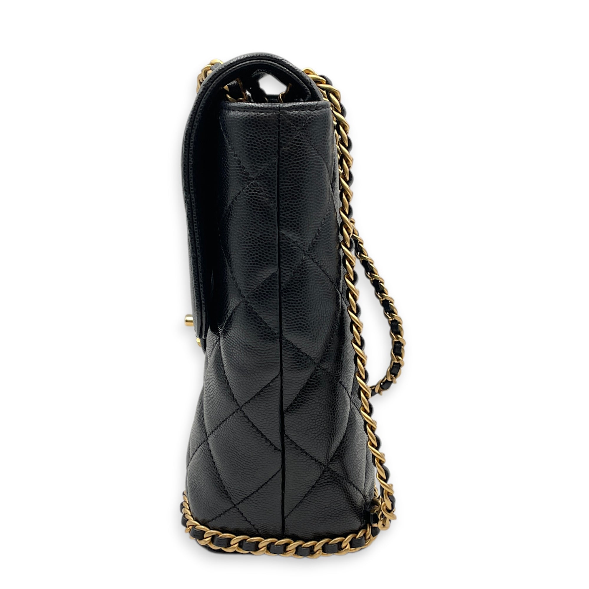 Quilted CC Turn Lock Black Backpack in Caviar Leather Gold hardware