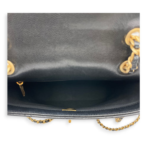Quilted CC Turn Lock Black Backpack in Caviar Leather Gold hardware