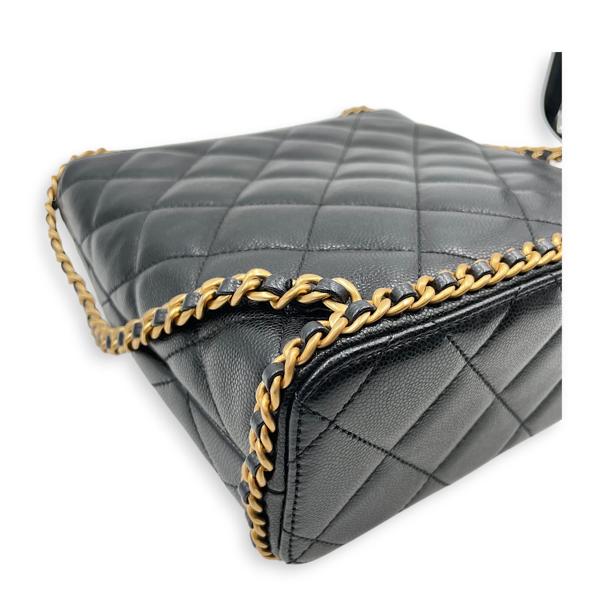 Quilted CC Turn Lock Black Backpack in Caviar Leather Gold hardware