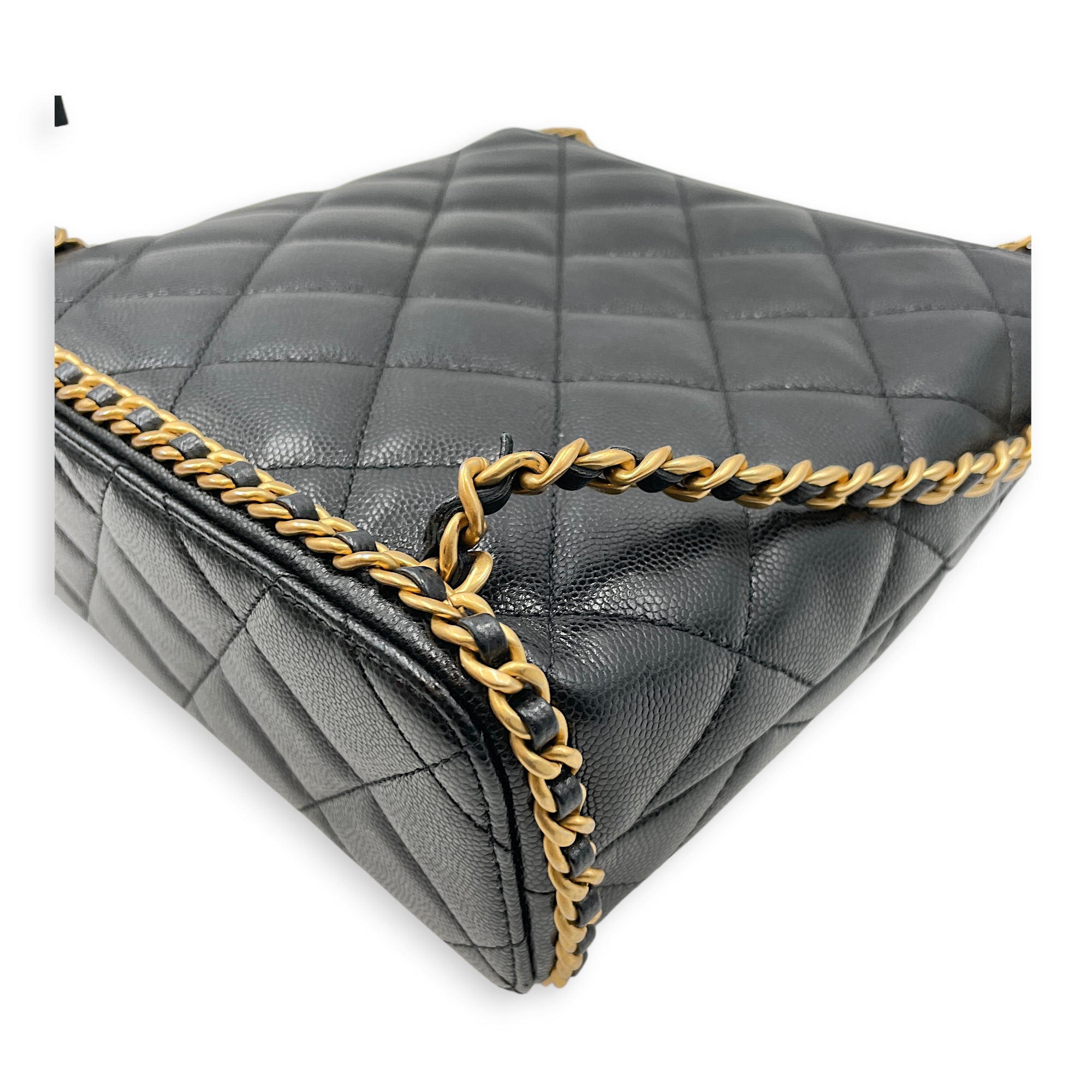 Quilted CC Turn Lock Black Backpack in Caviar Leather Gold hardware