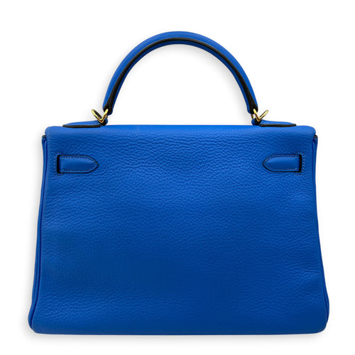 Kelly 32 Blue Hydra in Clemence Gold hardware