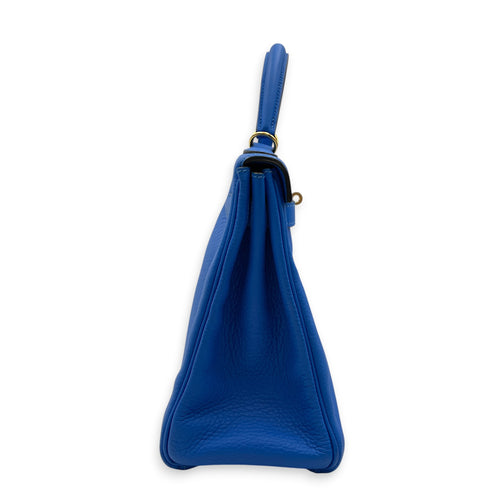 Kelly 32 Blue Hydra in Clemence Gold hardware