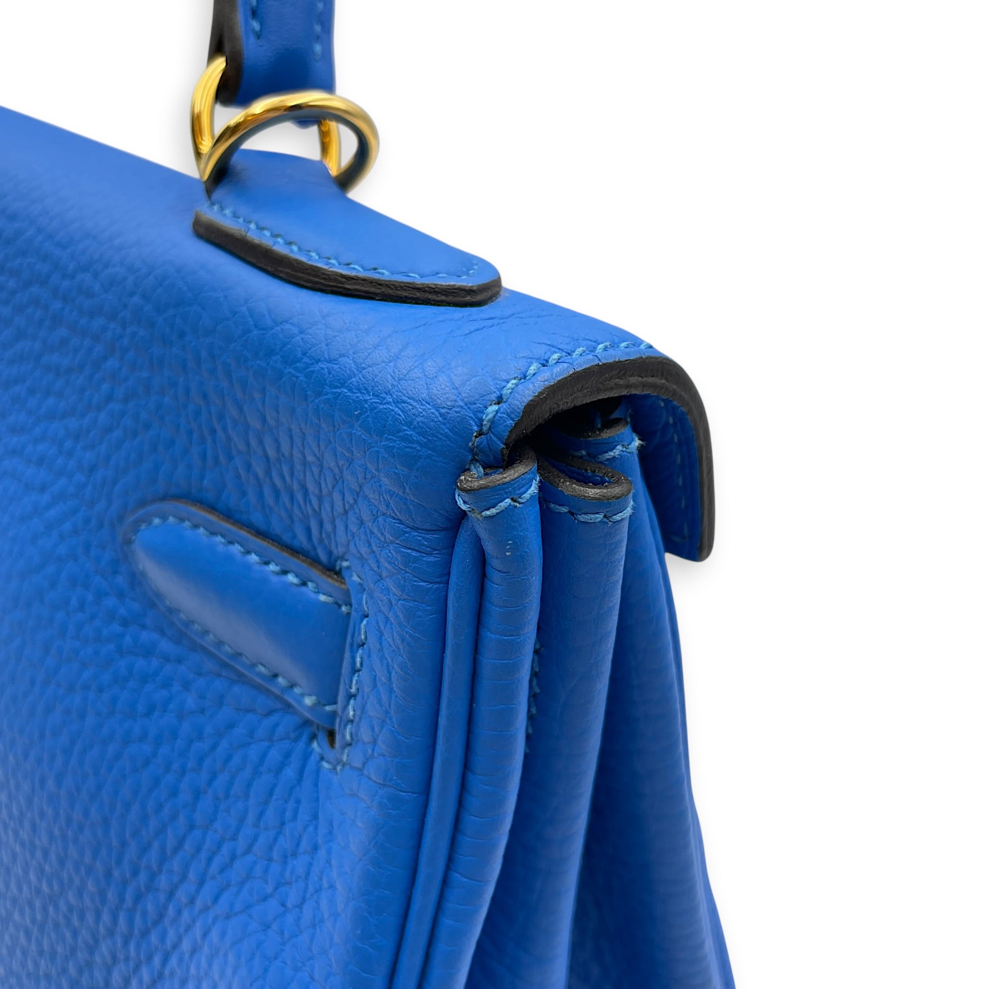 Kelly 32 Blue Hydra in Clemence Gold hardware