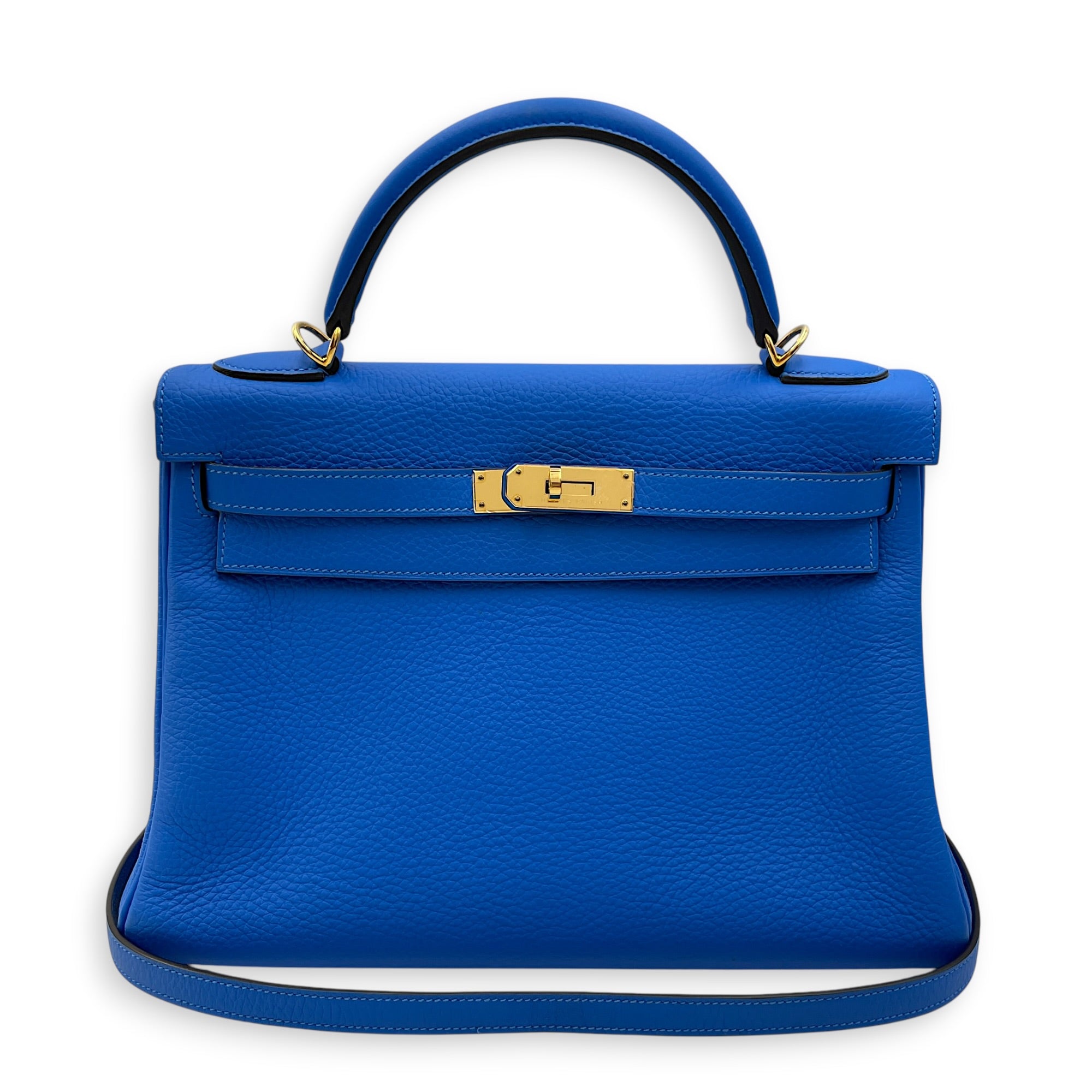 Kelly 32 Blue Hydra in Clemence Gold hardware