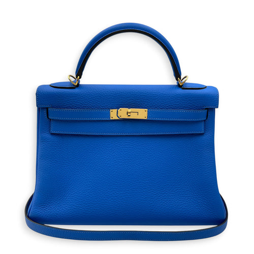 Kelly 32 Blue Hydra in Clemence Gold hardware