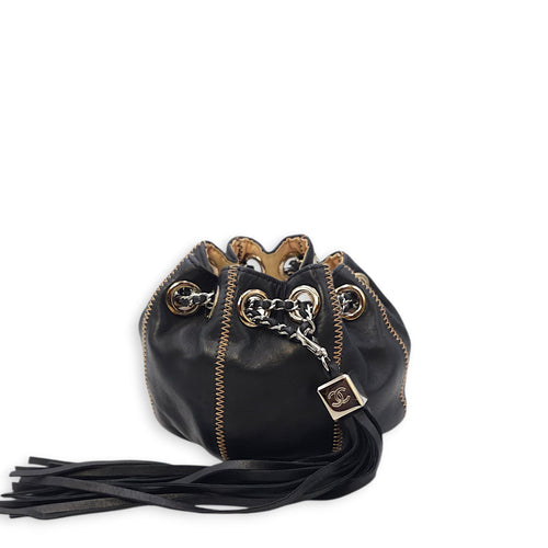 Sac Cordon Mini Black Pouch in Lambskin Palladium hardware CL2602-19581 1