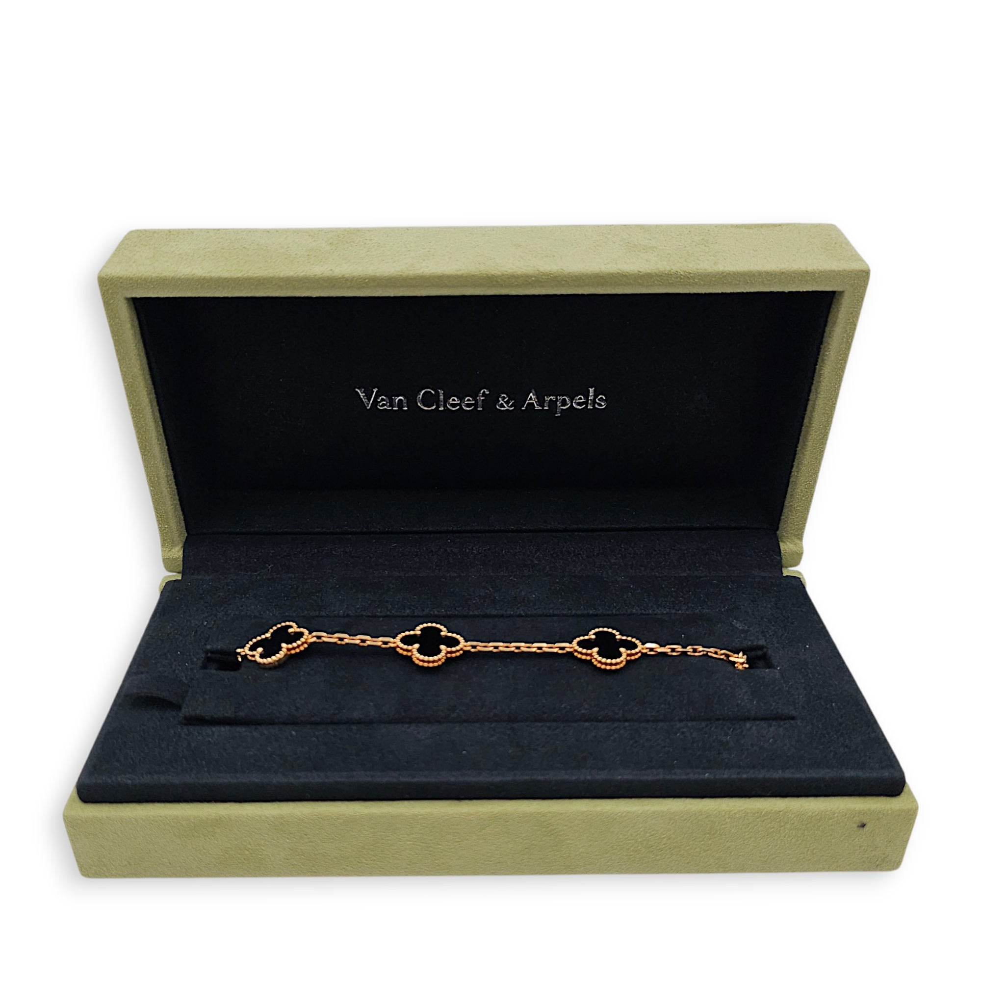 Vintage Alhambra 5 Motifs Bracelet in Onyx, Gold Hardware CL2602-19610 3