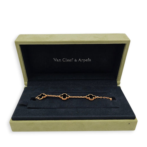 Vintage Alhambra 5 Motifs Bracelet in Onyx, Gold Hardware CL2602-19610 3