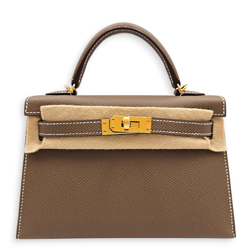Sellier Kelly 20 Etoupe in Epsom Gold hardware