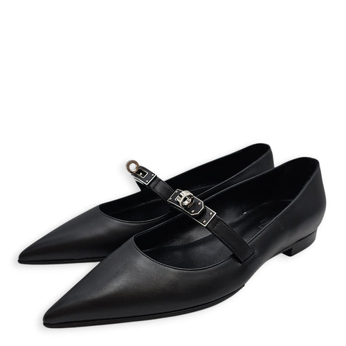 Kelly 35 Black Ballet Flats in Calfskin Palladium hardware CL2602-19633 3