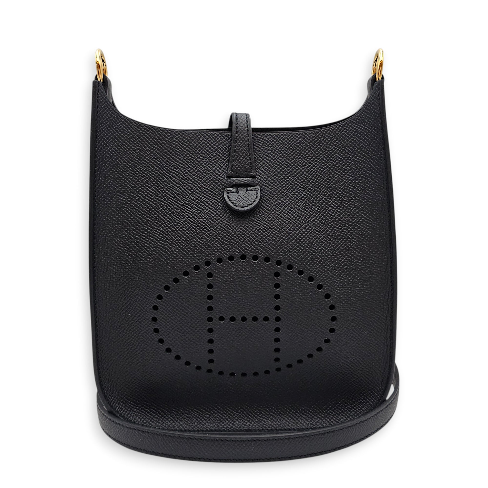 Evelyne Sellier Mini Black in Epsom Gold hardware CL2602-19634 3