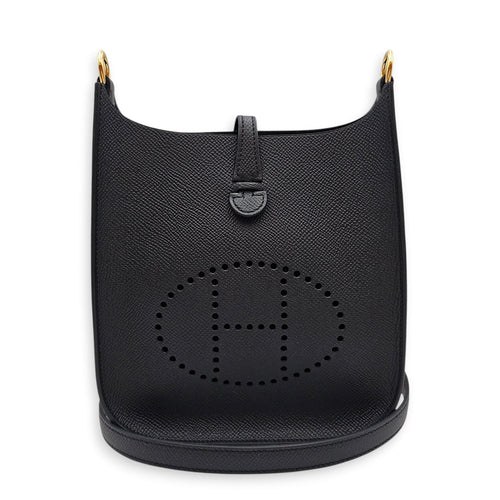 Evelyne Sellier Mini Black in Epsom Gold hardware CL2602-19634 3