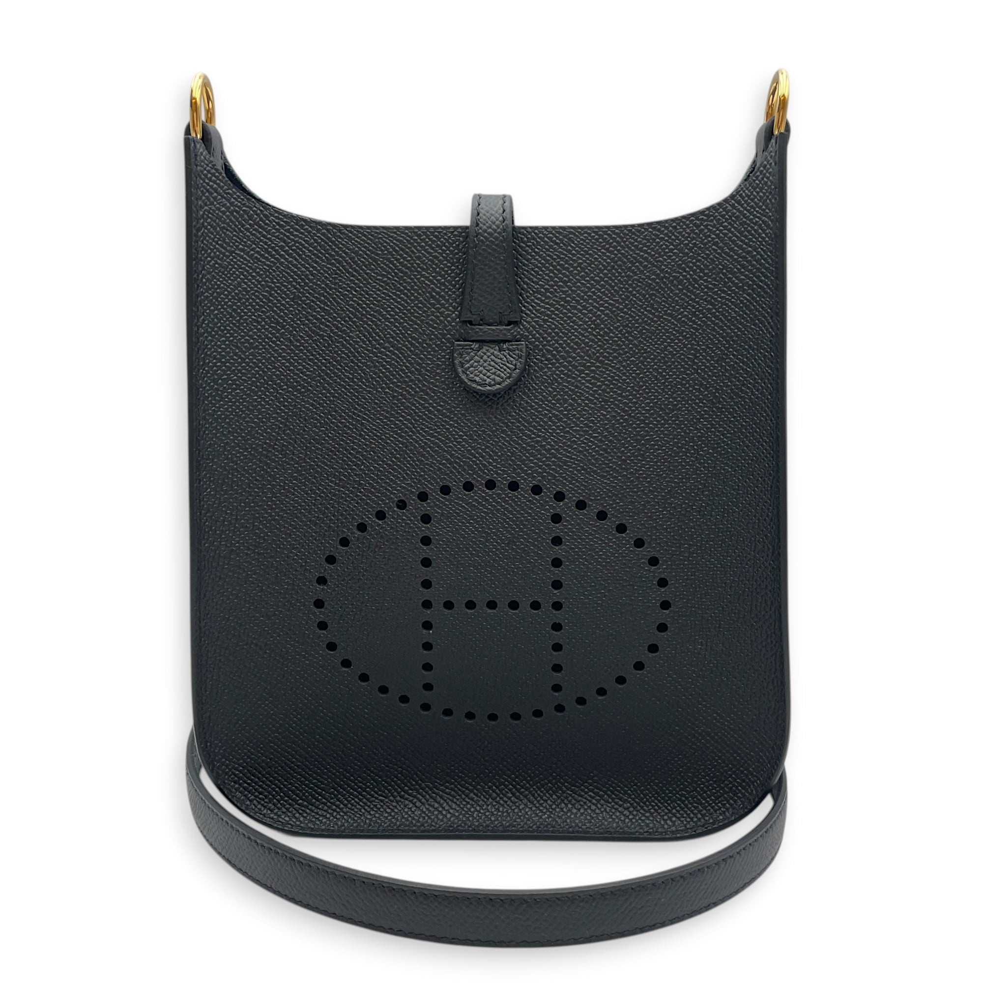 Evelyne Sellier Mini Black in Epsom Gold hardware CL2603-19715 3