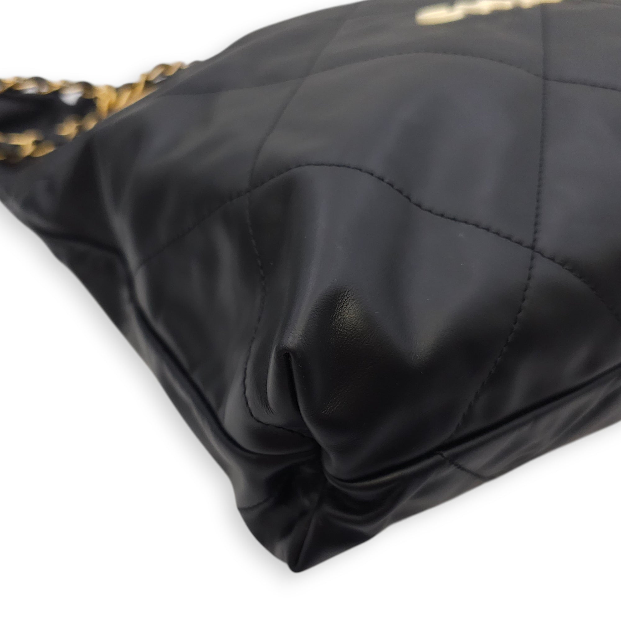 C22 Medium Black Shoulder Bag in Calfskin Gold hardware CL2603-19728 10