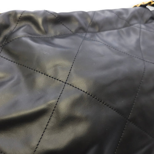 C22 Medium Black Shoulder Bag in Calfskin Gold hardware CL2603-19728 12