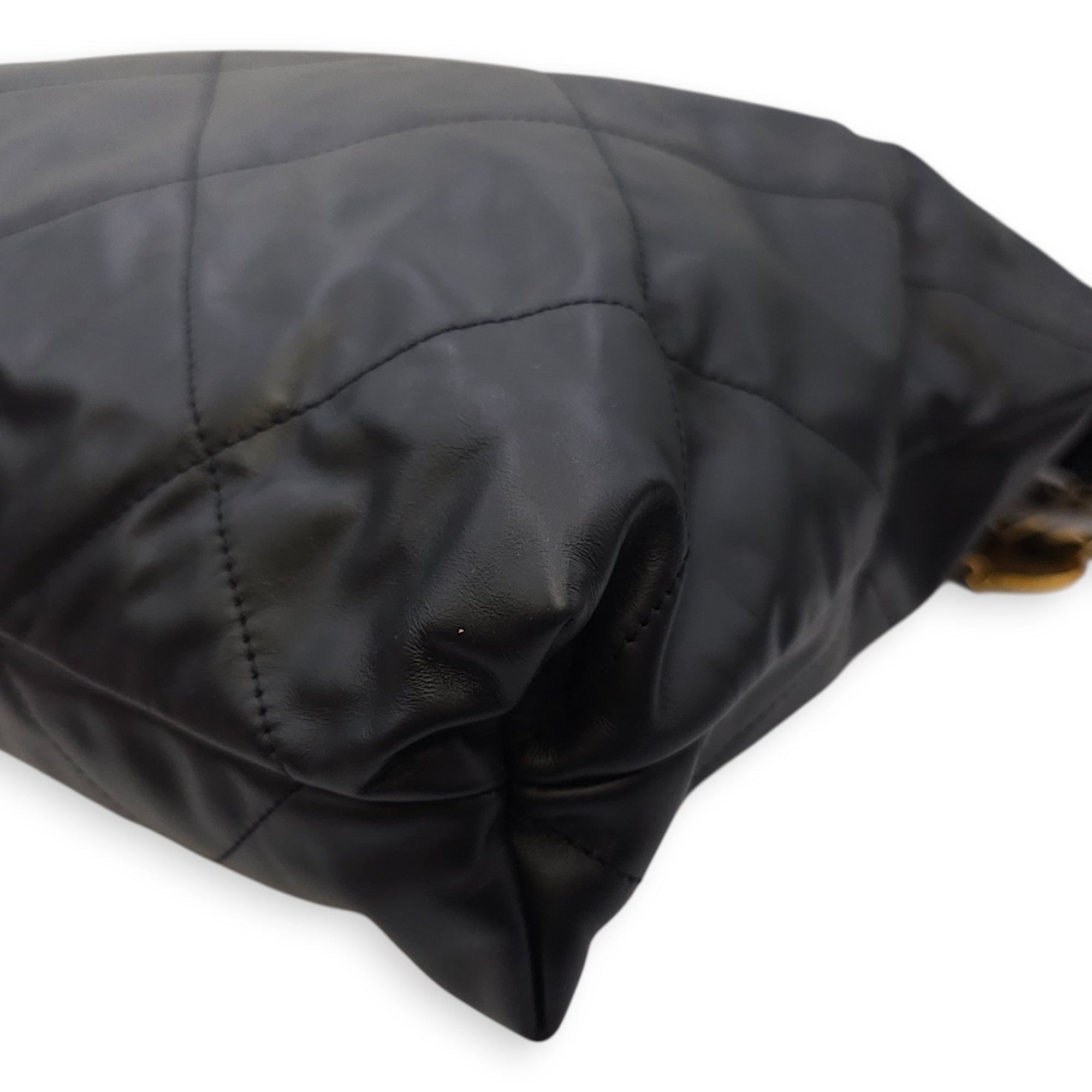 C22 Medium Black Shoulder Bag in Calfskin Gold hardware CL2603-19728 8