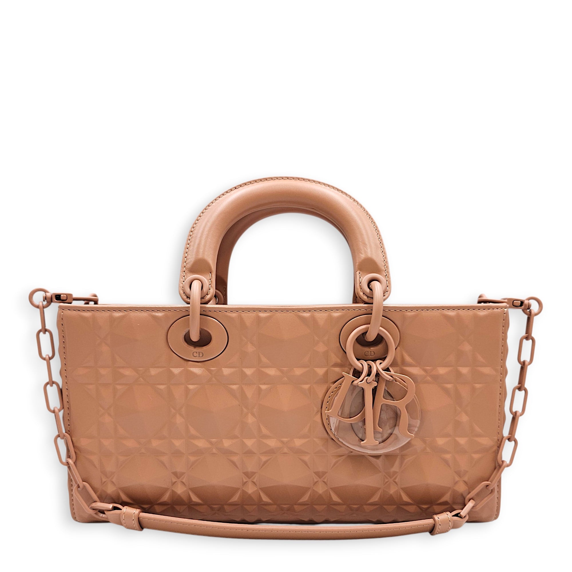 Diamond D-Joy Medium Pink Top Handle Bag in Calfskin Ruthenium hardware CL2603-19729 9