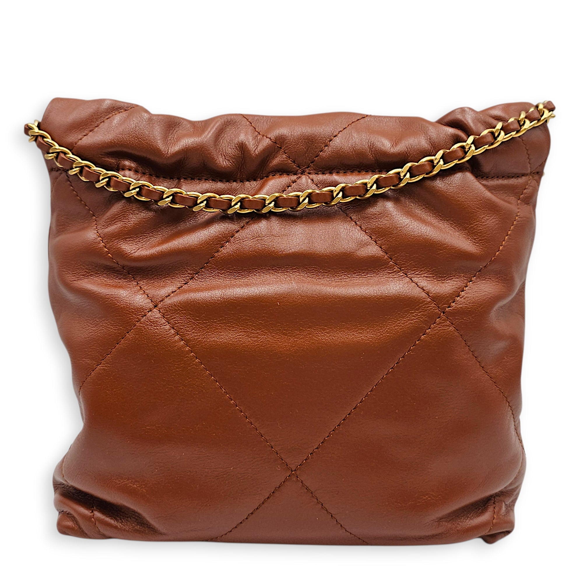 C22 Small Brown Crossbody Bag in Calfskin Gold hardware