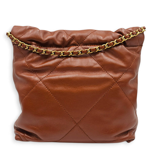 C22 Small Brown Crossbody Bag in Calfskin Gold hardware