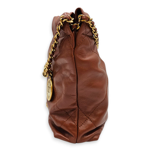 C22 Small Brown Crossbody Bag in Calfskin Gold hardware