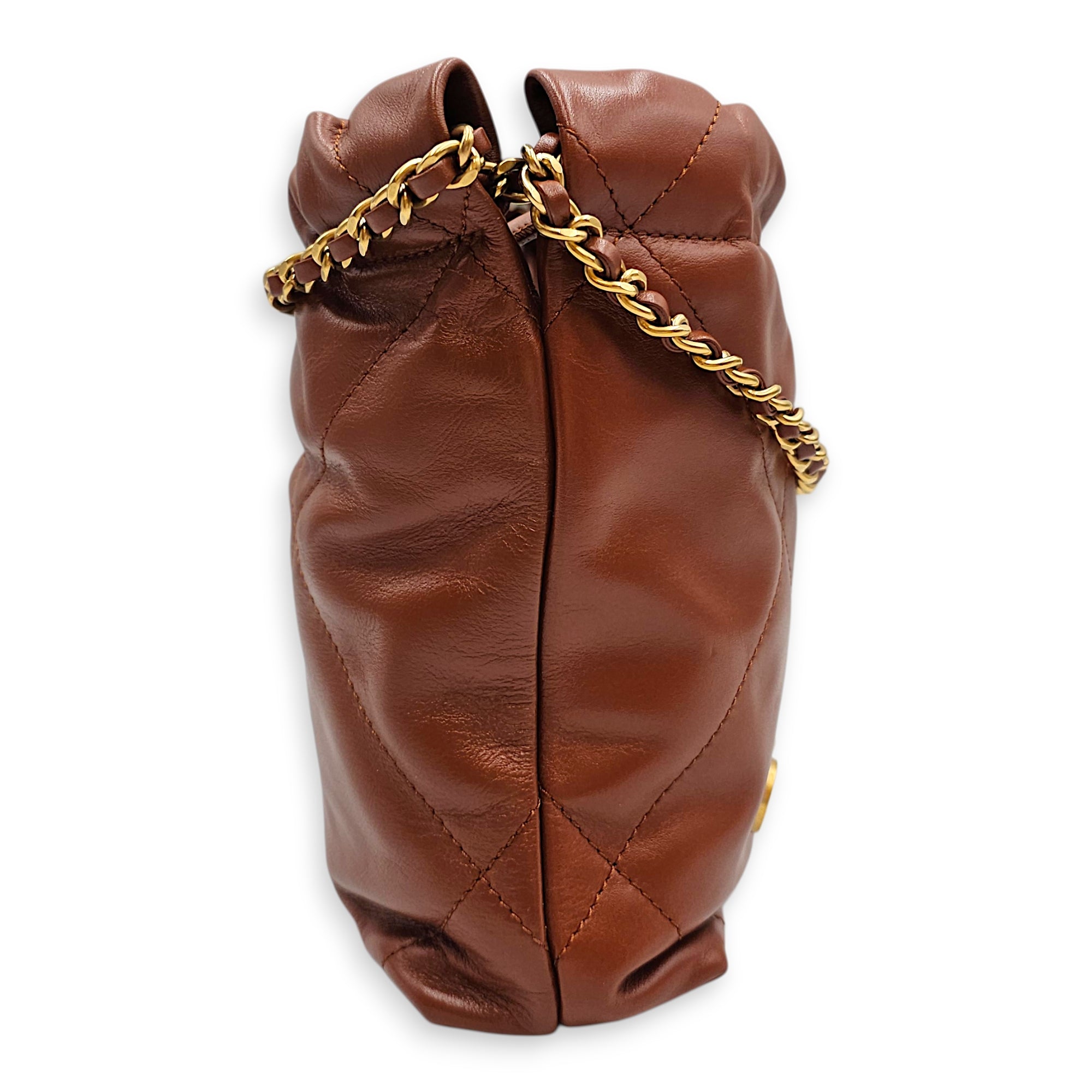 C22 Small Brown Crossbody Bag in Calfskin Gold hardware