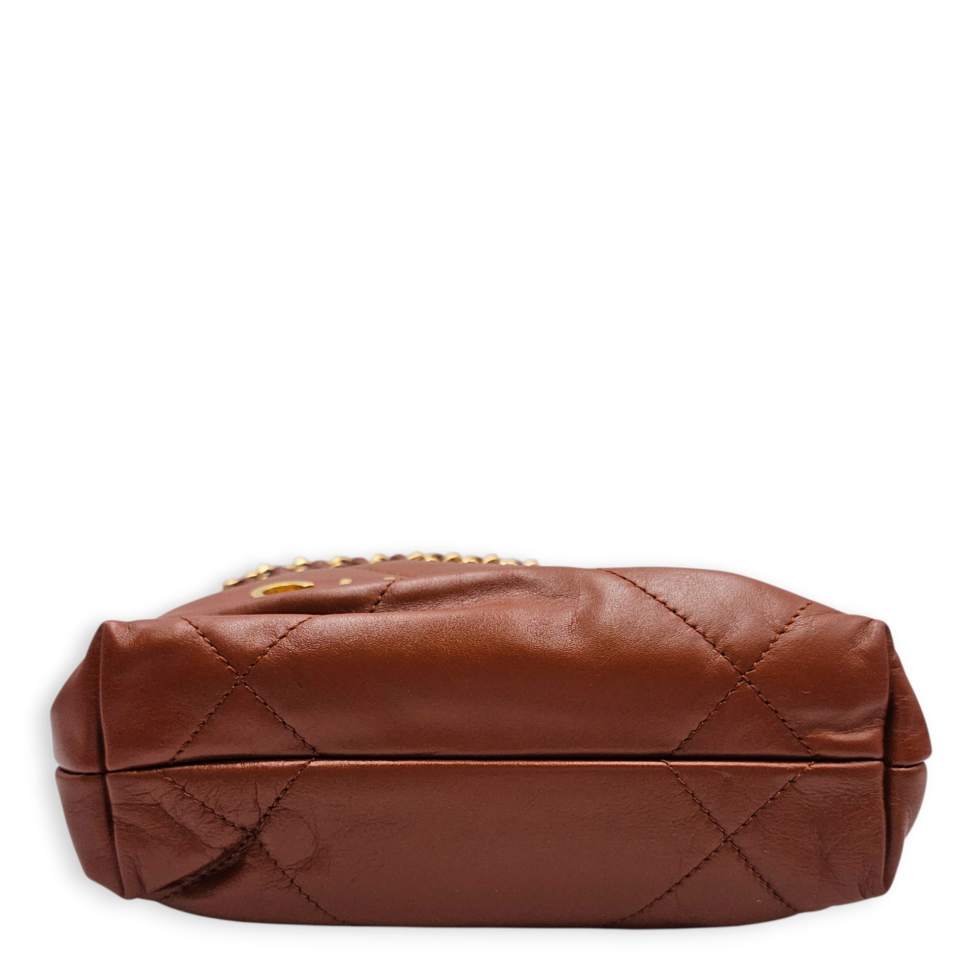 C22 Small Brown Crossbody Bag in Calfskin Gold hardware