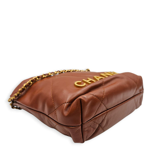 C22 Small Brown Crossbody Bag in Calfskin Gold hardware