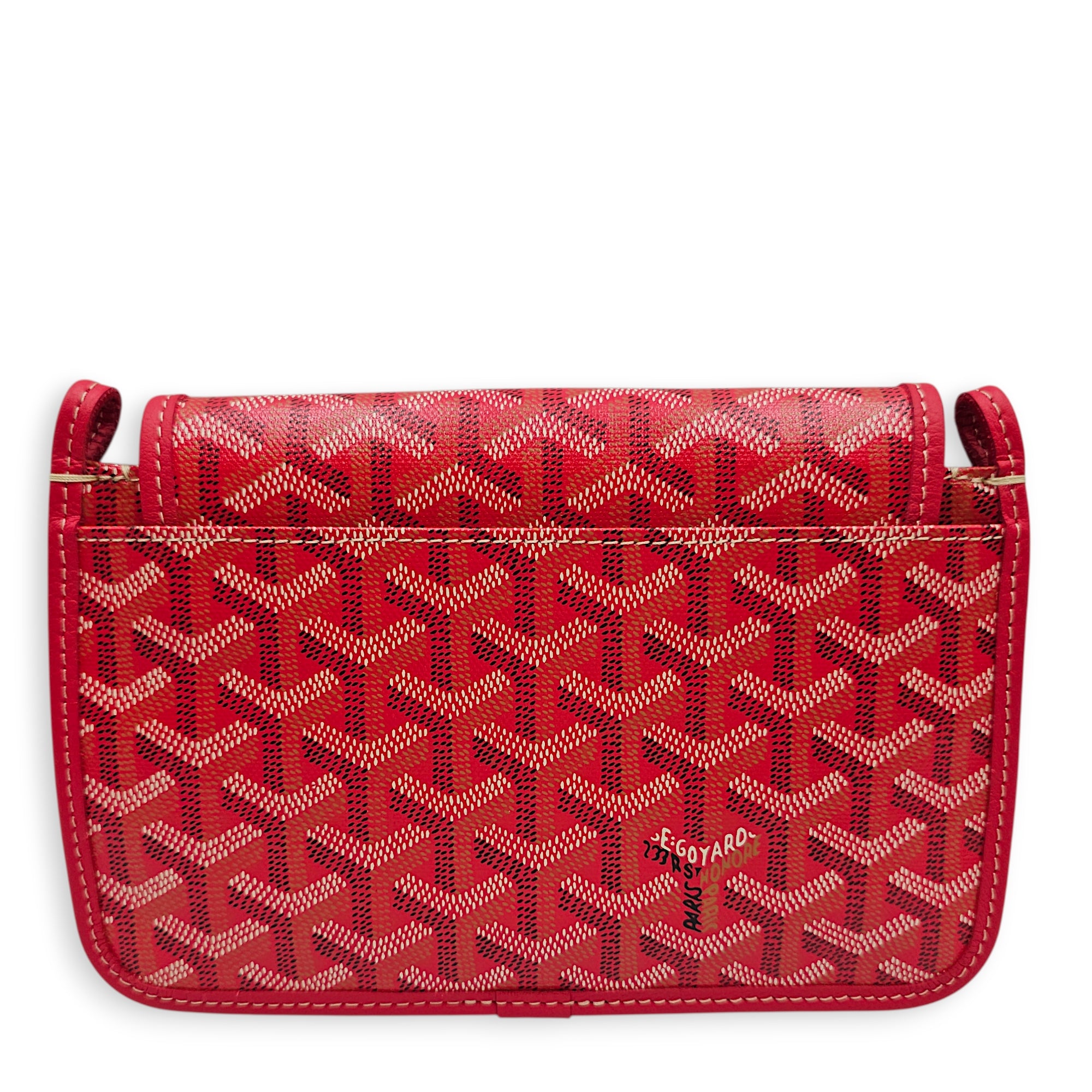 Plumet Pocket Wallet with Strap Red Crossbody Bag in Canvas Silver hardware