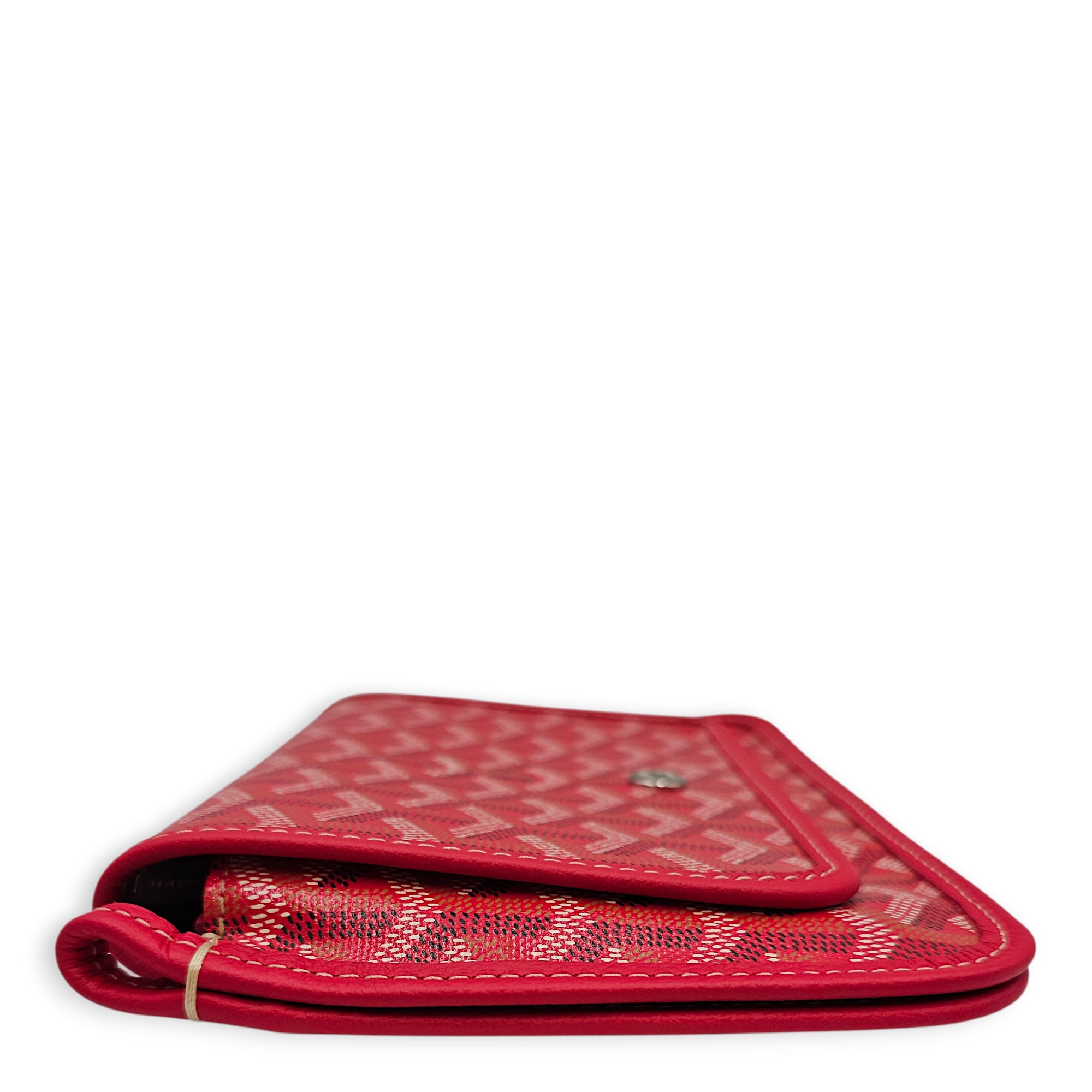 Plumet Pocket Wallet with Strap Red Crossbody Bag in Canvas Silver hardware