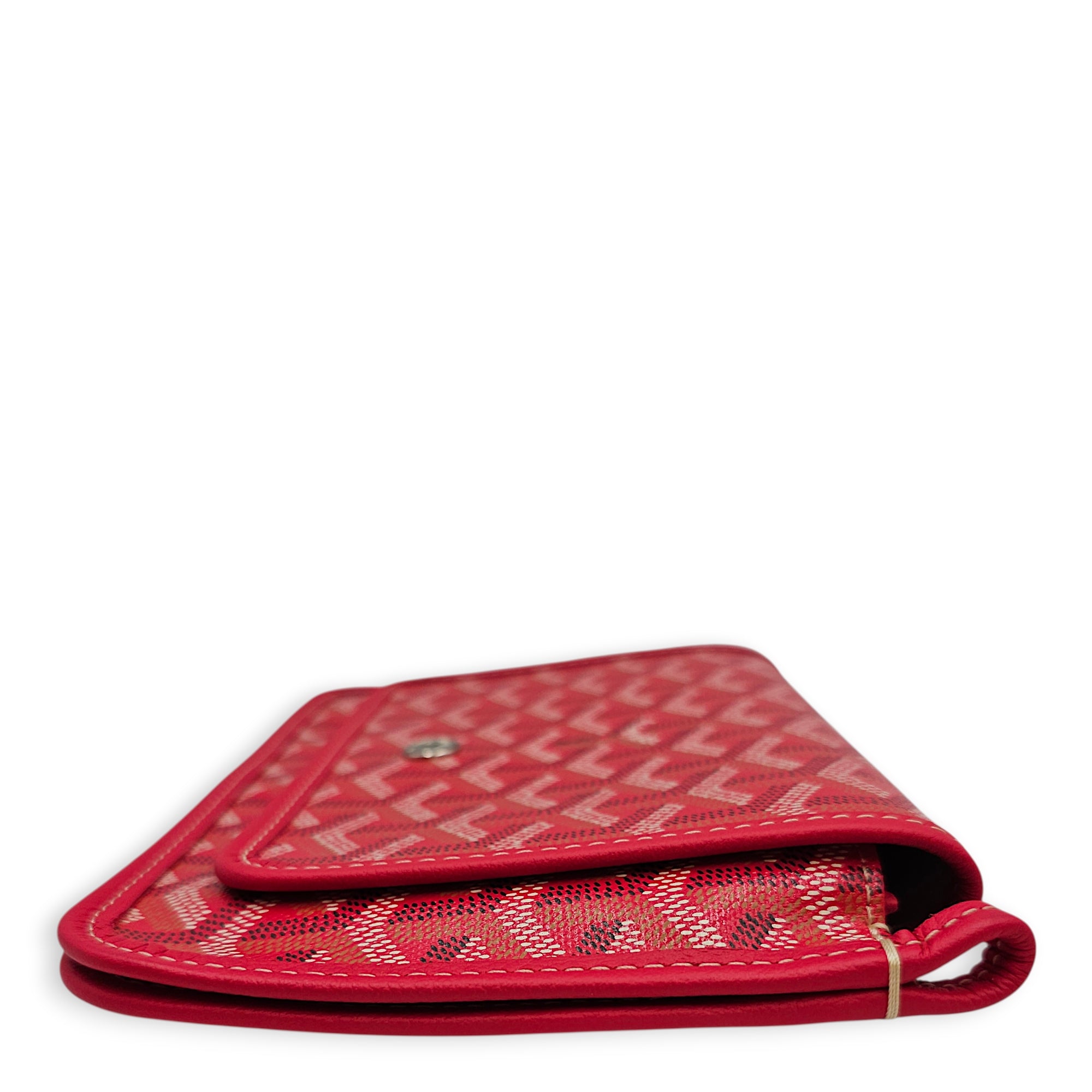 Plumet Pocket Wallet with Strap Red Crossbody Bag in Canvas Silver hardware