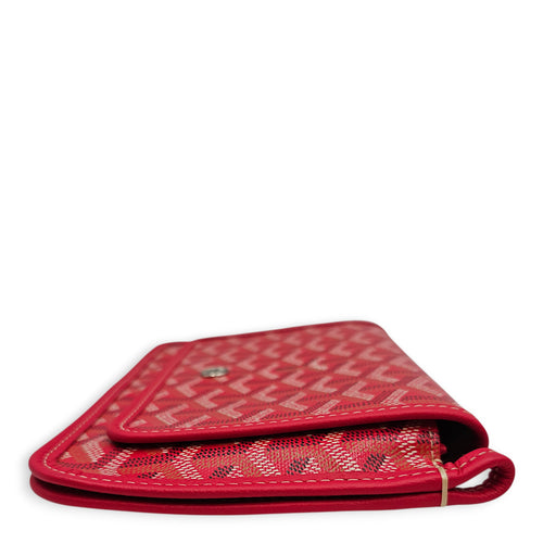 Plumet Pocket Wallet with Strap Red Crossbody Bag in Canvas Silver hardware