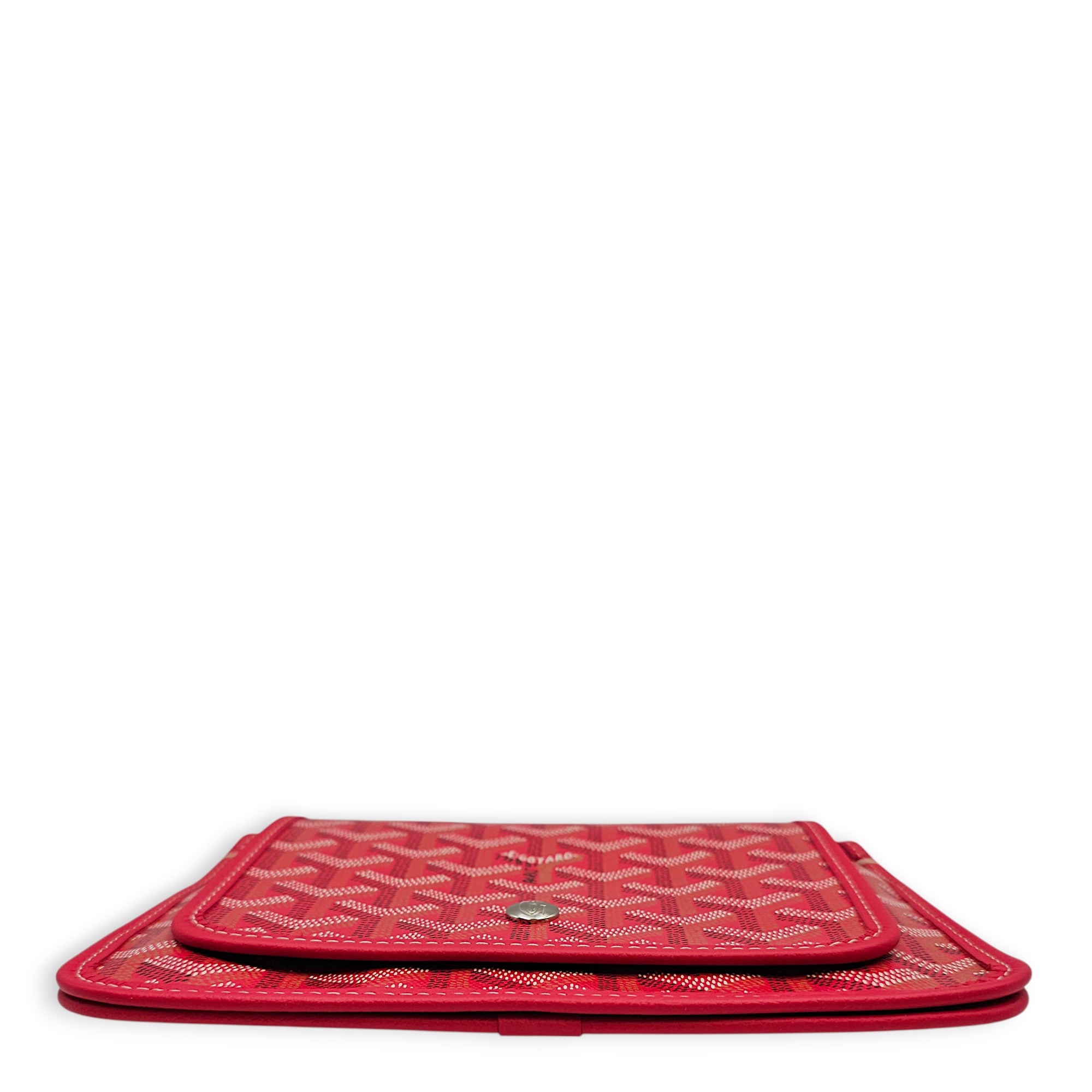 Plumet Pocket Wallet with Strap Red Crossbody Bag in Canvas Silver hardware