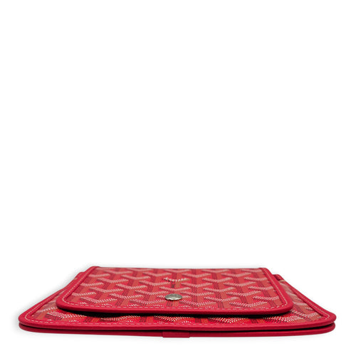 Plumet Pocket Wallet with Strap Red Crossbody Bag in Canvas Silver hardware