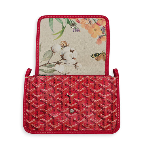 Plumet Pocket Wallet with Strap Red Crossbody Bag in Canvas Silver hardware