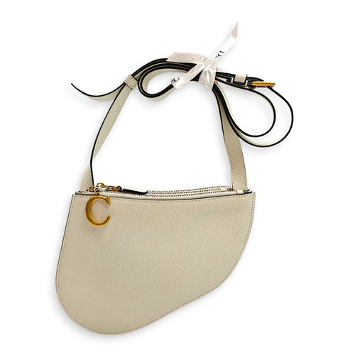 Saddle Small White Shoulder Bag in Calfskin Gold hardware CL2603-19743 2