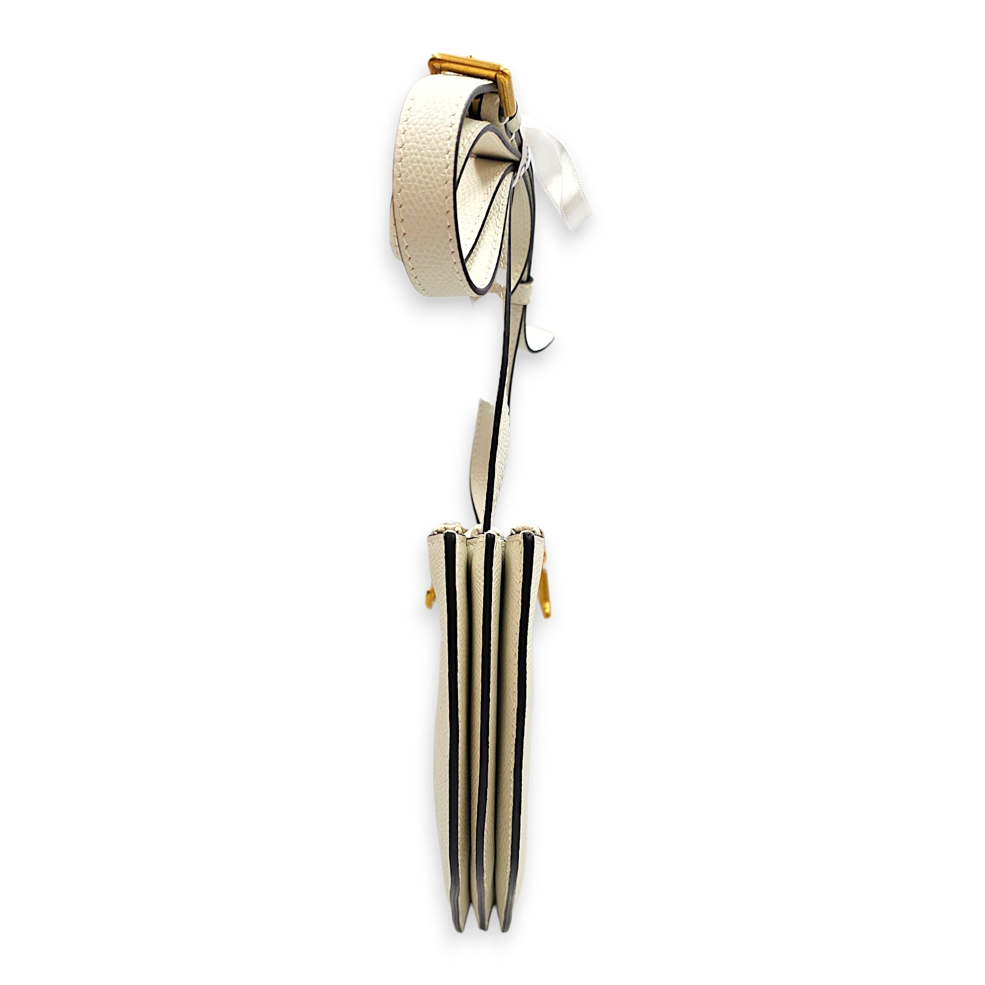 Saddle Small White Shoulder Bag in Calfskin Gold hardware CL2603-19743 3