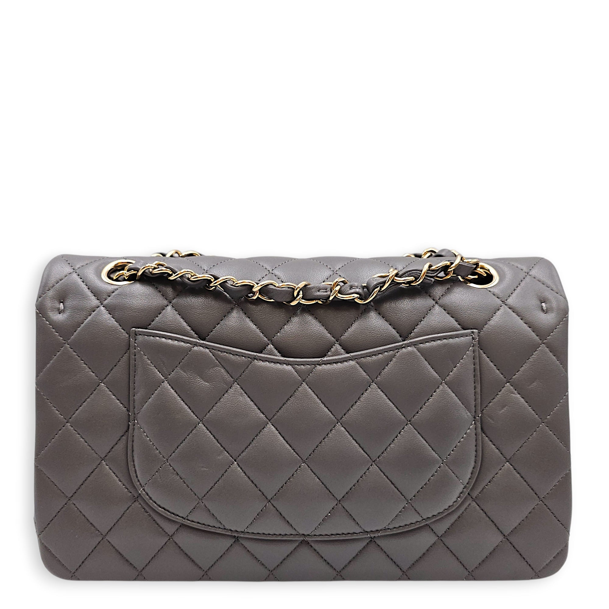 Classic Flap (Double Flap) Medium Grey Shoulder Bag in Lambskin Gold hardware CL2603-19750 2