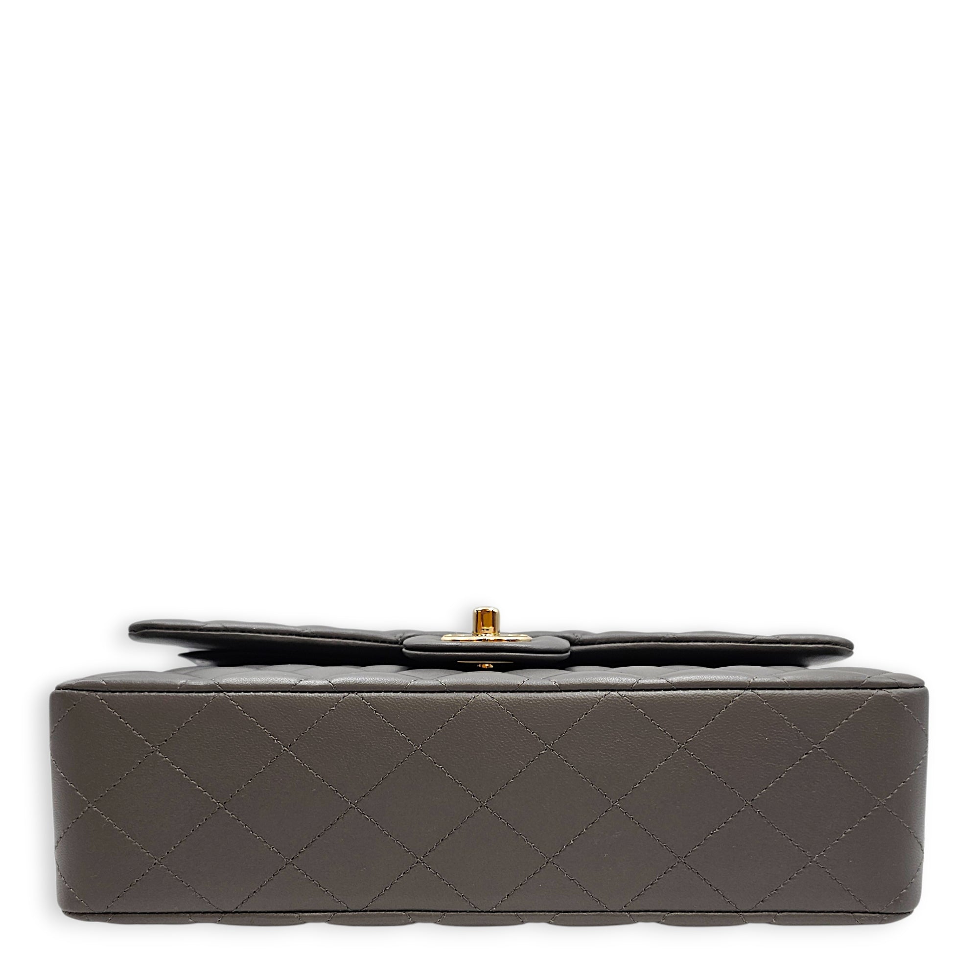 Classic Flap (Double Flap) Medium Grey Shoulder Bag in Lambskin Gold hardware CL2603-19750 5