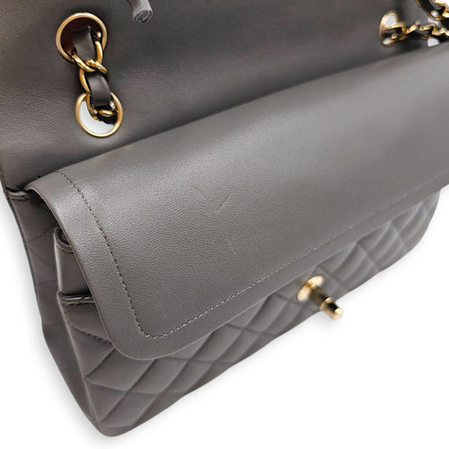 Classic Flap (Double Flap) Medium Grey Shoulder Bag in Lambskin Gold hardware CL2603-19750 6