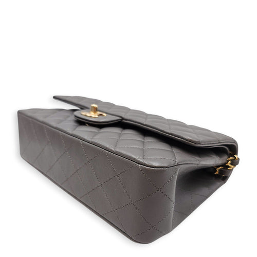 Classic Flap (Double Flap) Medium Grey Shoulder Bag in Lambskin Gold hardware CL2603-19750 8
