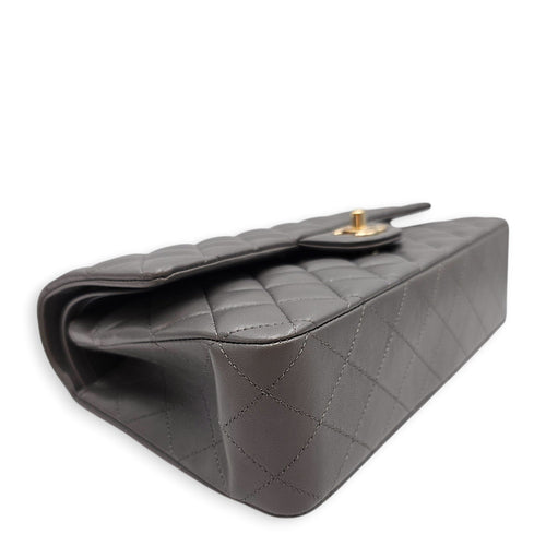 Classic Flap (Double Flap) Medium Grey Shoulder Bag in Lambskin Gold hardware CL2603-19750 9