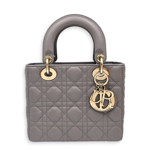 Lady Dior Small Grey Top Handle Bag in Lambskin Gold hardware CL2603-19756 1
