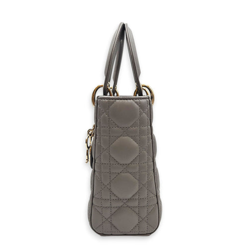 Lady Dior Small Grey Top Handle Bag in Lambskin Gold hardware CL2603-19756 3