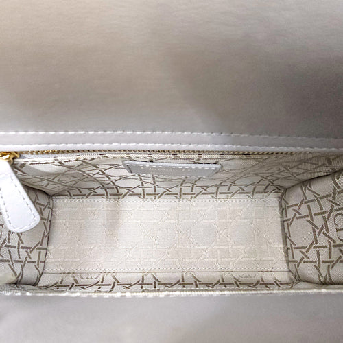 Small  Lady Dior Grey Top Handle Bag in Lambskin Gold hardware
