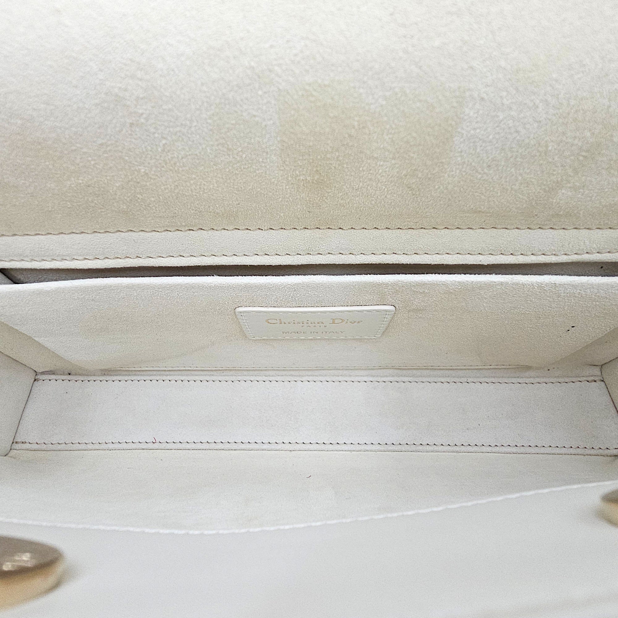 Lady D-Joy Medium White Top Handle Bag in Lambskin Gold hardware CL2603-19757 8